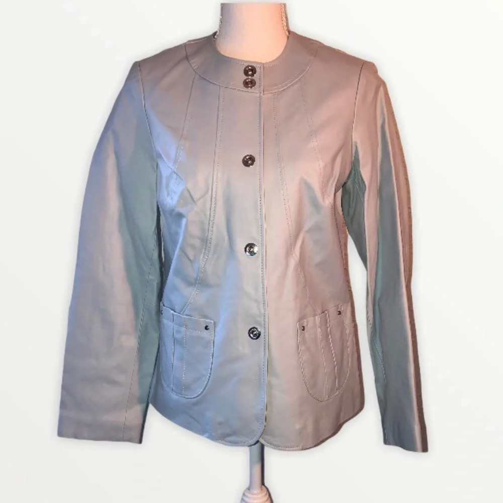 DIALOGUE Sz XS Pale Blue Leather Women's Jacket
